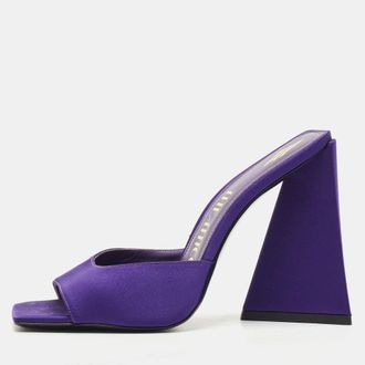 The Attico Purple Satin Devon Block Heel Slide Sandals