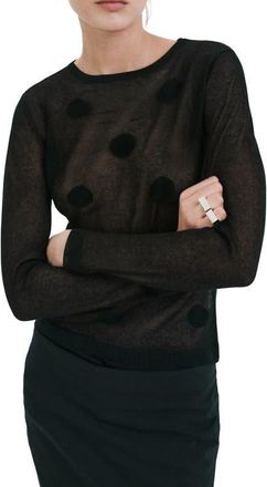 Mango Dot Sweater in Black at Nordstrom, Size Medium