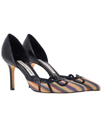 Manolo Blahnik Womens Raffia Pointed Pump (Authentic Pre-Loved)