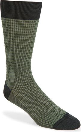 Pantherella Smythson Textured Check Dress Socks in Dark Grey Mix at Nordstrom, Size Medium