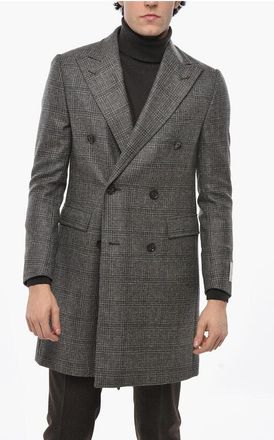 Corneliani CC COLLECTION Virgin Wool Peak Lapel Double-Breasted Coat size 48