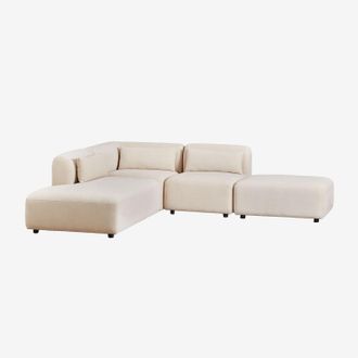 Sklum Sof&aacute; Modular Esquinero De 3 Piezas Con Div&aacute;n Izquierdo Y Puff Fogler Sklum