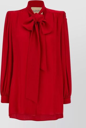 Valentino Garavani silk bow-collar long-sleeve blouse