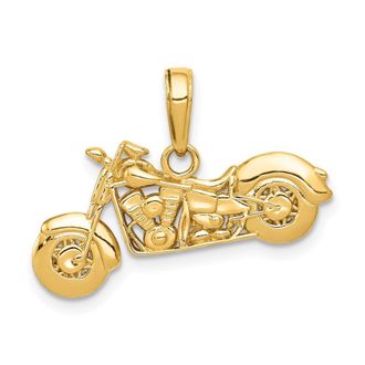 Diamond2Deal 14k Yellow Gold Gold Polished and Textured 3-D Motorcycle Pendant