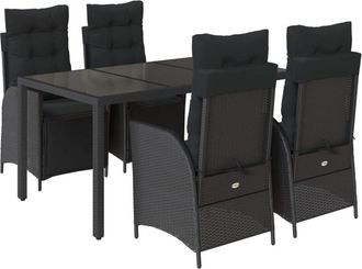 vidaXL Set De Muebles Jard&iacute;n 5 Pzas Con Cojines Rat&aacute;n Sint&eacute;tico Negro Vidaxl