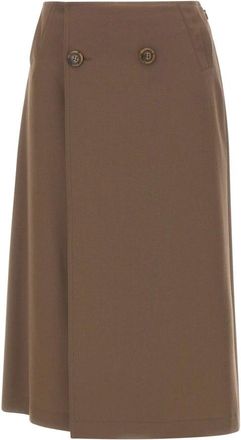Maison Margiela Deconstructed Wrap Midi Rok - Dames - Midirokken - Bruin - XS - Wol - Rokken