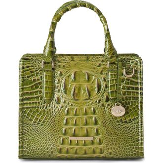 Brahmin Cami Croc Embossed Leather Satchel in Olive at Nordstrom