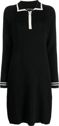 Tout à Coup stripe-trim polo dress - women - Acrylic/Cotton/Polyamide/Elastane - S - Black