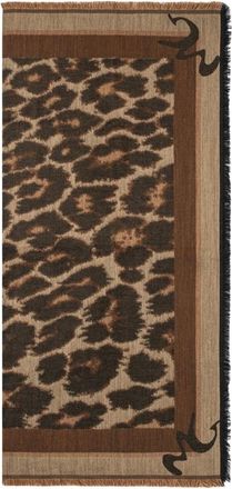 Manila Grace Animalier Sjaal met Logo Frame - Dames - Accessoires - Bruin - Maat: ONE Size Wol