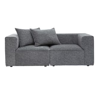 Miliboo Sof&aacute; Modular De 2 Plazas En Tela Gris Oscuro Jaspeado Kerry