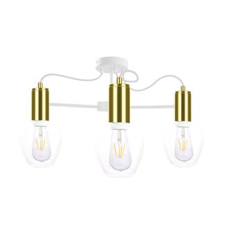 Netlighting Maya Multi Arm Semi Flush Ceiling Light White Gold 60cm 3x E27
