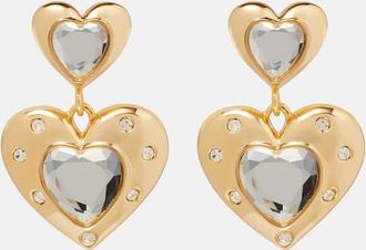 Self Portrait Heart crystal-embellished earrings