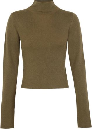 Cortana Fio- khaki kasjmier gebreide top - Dames - Cashmere truien - Groen - L - Kasjmier - Truien & Vesten