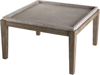 Macabane Mesa de centro de jardín cuadrada cemento y acacia de 83 cm