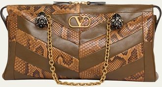 Valentino Garavani Panthea Medium Patchwork Chevron Shoulder Bag
