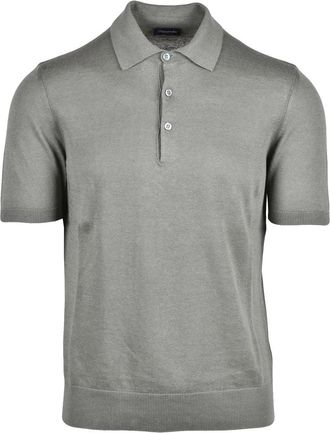 Drumohr Sage Green Linen Cotton Knit Polo