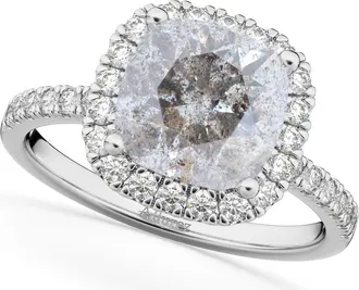 Allurez Cushion Cut Salt & Pepper Diamond Engagement Ring 14k in 2.55Ct/white Gold at Nordstrom, Size 6.5