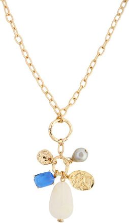 Saachi Saachi 14K Long Stone Charm Necklace