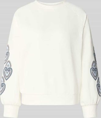 Zero Regular Fit Sweatshirt mit Motiv-Stitching in Ecru, Gr&ouml;&szlig;e 34
