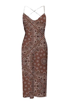 MC2 Saint Barth Crisscross Back Midi Dress with Intricate Paisley Pattern