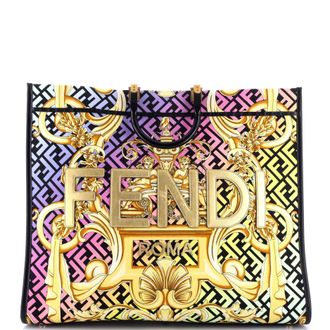 Versace x Fendi Fendace Sunshine Shopper Tote Printed Zucca Jacquard Large