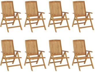 vidaXL Sillas De Jard&iacute;n Reclinables 8 Unidades Madera Maciza De Teca Vidaxl
