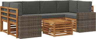 vidaXL Conjunto De Sof&aacute;s De Exterior 7 Uds. Natural Y Antracita Vidaxl