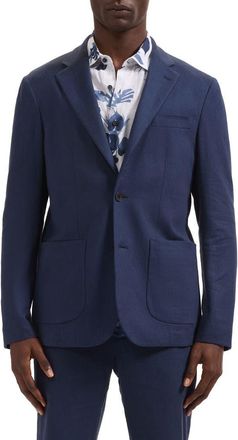 Bugatchi Aerolinen Linen Blend Sport Coat in Navy at Nordstrom, Size 46