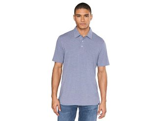 Faherty Short Sleeve Movement Polo Mens Clothing Coral Tide Stripe : 2XL, Cotton/Modal/Nylon