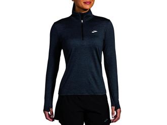 Brooks Dash 1/2 Zip 2.0 Womens Clothing Heather Black : MD (US Womens 8-10), Polyester/Spandex