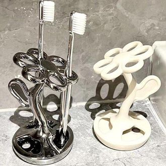OEM Soporte Para Cepillos De Dientes De Ba&ntilde;o, Soporte De Cer&aacute;mica Para Cepillos De Dientes, Capacidad Para 6 Cepillos De Dientes, Color Blanco Crema