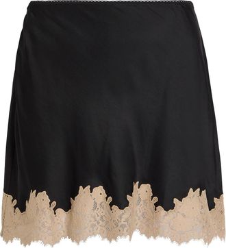 Rixo Rixo Ariah Lace-trim Satin Mini Skirt - Black - 14 (UK 14 / L)