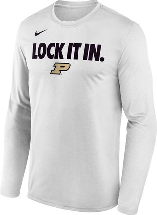 Nike Purdue 2026 On-Court Bench Nike Mens Dri-FIT College Long-Sleeve T-Shirt in White | M22284P870PURU-WHT
