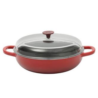Crock Pot 5 Quart Enameled Cast Iron Multi-Use Everday Pan With Borosilicate Lid in Red at Nordstrom