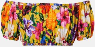 Dolce & Gabbana Floral off-shoulder cotton crop top