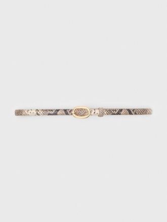 Maje Slim Python-effect Leather Belt - Natural Snake Print - Maje