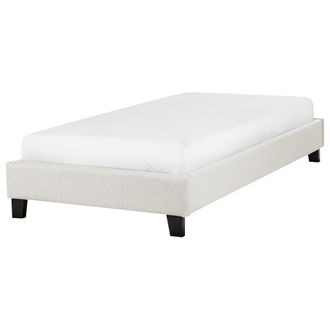 Beliani Cama Con Somier Individual Sin Cabecero Tapizada De Tela De Poli&eacute;ster Beige Claro 90 X 200 Cm Roanne