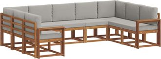 vidaXL Conjunto De Sof&aacute;s De Exterior 9 Uds. Gris Natural Y Claro Vidaxl