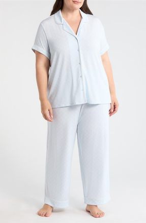 Nordstrom Moonlight Eco Crop Pajamas in Blue A Cutout Geo at Nordstrom, Size 1X