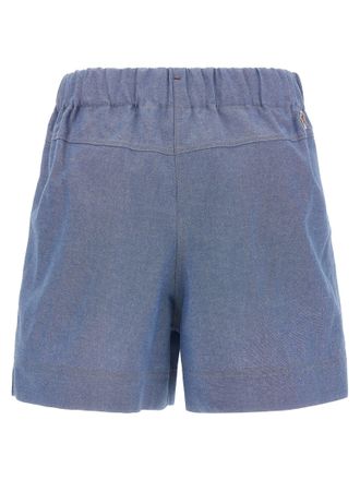 Moncler Pleated Cotton Bermuda Shorts - Blue