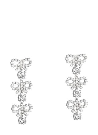 Self Portrait Micro Bow Crystal Tiered Earrings