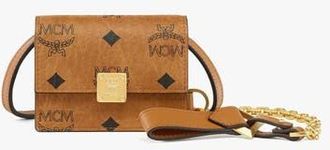 MCM Aren AirPods Pro Charm with Chain Strap in Visetos in Cognac at Nordstrom