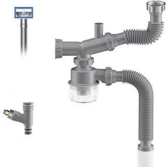 OEM Kit De Eliminaci&oacute;n De Residuos, Sif&oacute;n En P Para Fregadero De Cocina De 1 1/2, Ahorra Espacio, Visible, Resistente A Obstrucciones, A Prueba De Olores,