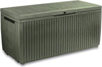 Dmora Cassapanca outdoor Burlington, Baule da giardino, Contenitore da esterno, Panchina contenitore da esterno, 123x54 h57 cm, Verde - Dmora