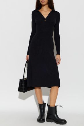Moncler Long-Sleeve Dress, Womens, Black