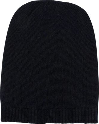 Fabiana Filippi Accessoires, Dames, Blauw, ONE Size, Ribbed Trim Slip-On Muts