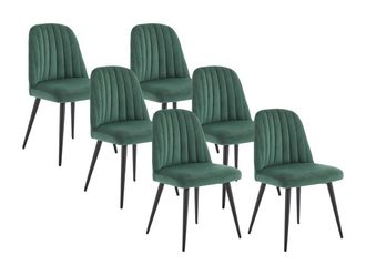 Vente-Unique Juego de 6 sillas ELEANA - Terciopelo y metal negro - Verde