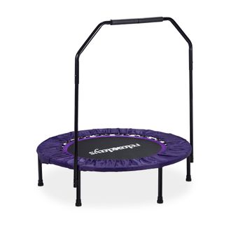 Relaxdays Cama El&aacute;stica Plegable Con Barra De Apoyo Para Interior, Hasta 120 Kg, Metal-nailon-poli&eacute;ster, Negro-lila - Relaxdays