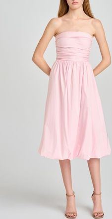 Wayf Katherine Bubble Hem Stretch Cotton Midi Dress in Light Pink at Nordstrom, Size X-Large