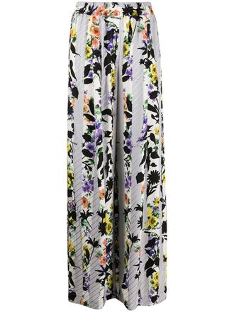 Off-white Palazzo broek et bloemenprint - Grijs